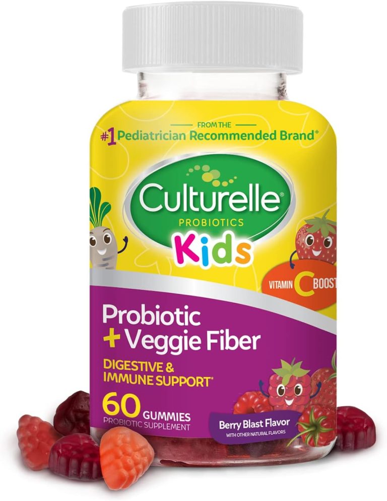 Culturelle Daily Probiotic for Kids + Veggie Fiber Gummies (Ages 3+) – 60 Count – Digestive Health & Immune Support – Berry Flavor with a Vitamin C Boost