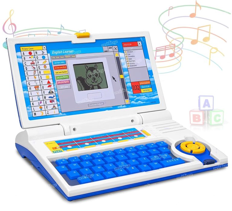 Kids Learning Laptop Notebook Toy with 20 Fun Activity Learning Modes to Learn Alphabet, Words, Numbers, Play Games and Music – Educational Learning Computer for Boys Girls Ages 3+ with Mouse