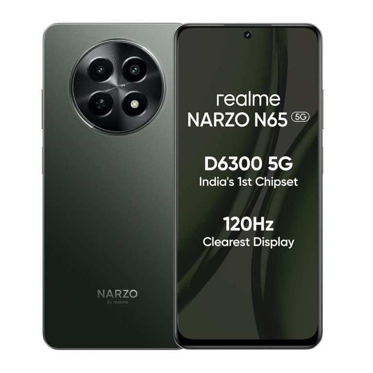 realme NARZO N65 5G (Deep Green 4GB RAM, 128GB Storage) India’s 1st D6300 5G Chipset | Ultra Slim 190g Design | 120Hz Eye Comfort Display | 50MP AI Camera| Charger in The Box