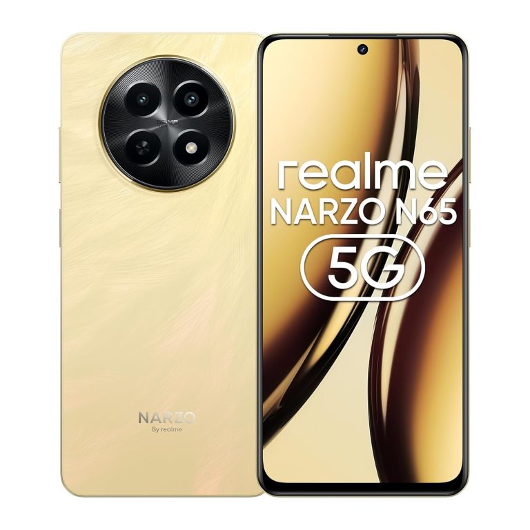 realme NARZO N65 5G (Amber Gold 8GB RAM, 128GB Storage) India’s 1st D6300 5G Chipset | Ultra Slim Design | 120Hz Eye Comfort Display | 50MP AI Camera| Charger in The Box