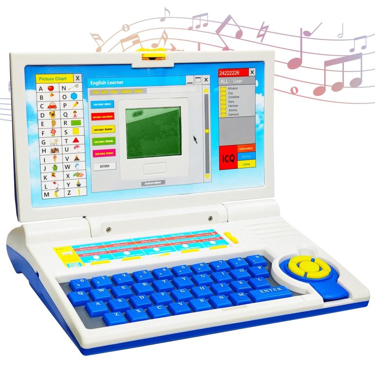 VGRASSP Educational Laptop Computer Toy for Kids with Mouse – 20 Activities English Learner Notebook with Games – Learn Alphabets, Words, Numbers and Music – Color As Per Stock